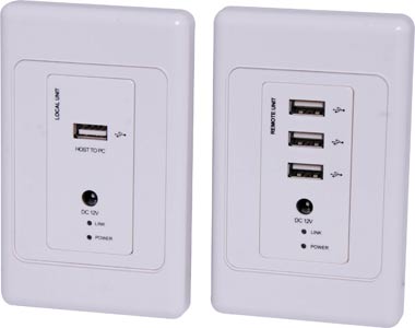 USB 2.0 & 12V To Cat5e/6 Wallplate Balun With POE USB 2.0 & 12V To Cat5e/6 Wallplate Balun With POE