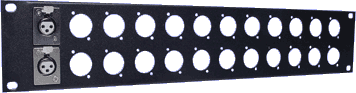 19" 24 Way 2U Black Rack Patch Panel suits XLR Connectors 19" 24 Way 2U Black Rack Patch Panel suits XLR Connectors