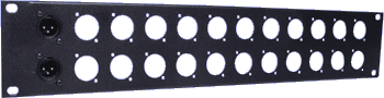 19" 24 Way 2U Black Rack Patch Panel suits XLR Connectors 19" 24 Way 2U Black Rack Patch Panel suits XLR Connectors
