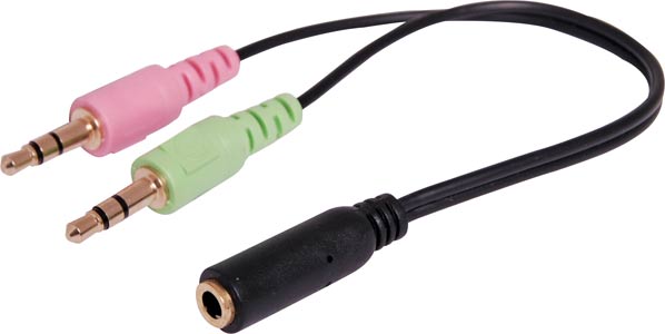 0.15m 3.5mm TRRS Socket to 2 x 3.5mm Stereo Plug Cable 0.15m 3.5mm TRRS Socket to 2 x 3.5mm Stereo Plug Cable