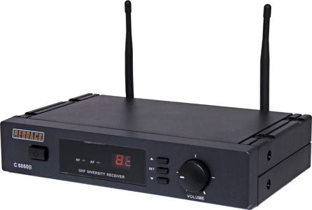 Auto-Scan UHF Wireless Mic Receiver 16 Ch 520-550MHz