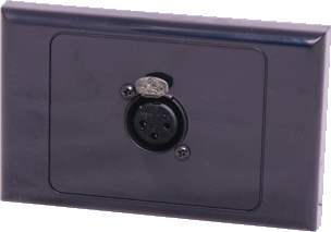 Black 3 pin XLR Horizontal Microphone Wallplate