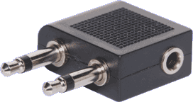 2 x 3.5mm Mono Plug to 3.5mm Stereo Socket (Aircraft Adaptor)
