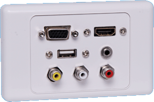 VGA, 3.5mm, USB A, HDMI and RCA Wallplate Dual Cover Flylead