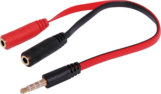 0.15m 3.5mm TRRS Plug to 2 x 3.5mm Stereo Socket Cable