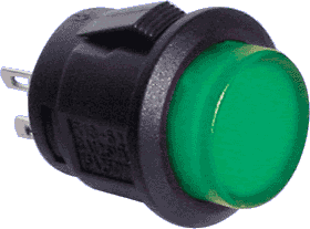 Switch Pushbutton SPST Alt. LED Green Solder Tail