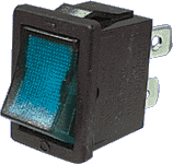 Blue Illuminated Rocker Switch DPST 240V 6A