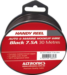 24/0.20 Black 30m Tinned Hook Up Handyman Cable Reel